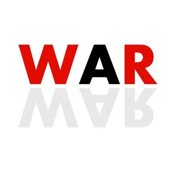 Banner with word War in mirror reflection. Vector background Stock Illustration
