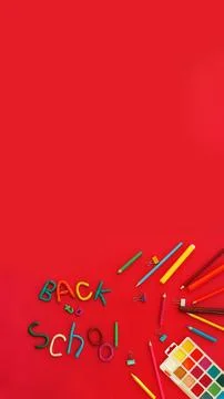 Banner words of multi-colored plasticine back to school in wry funny style and Stock Photos