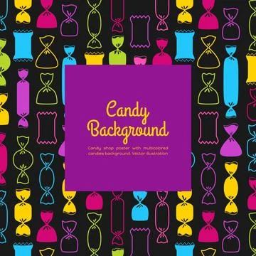 Banner with wrapped candy sweets and place for text poster candy shop Stock Illustration