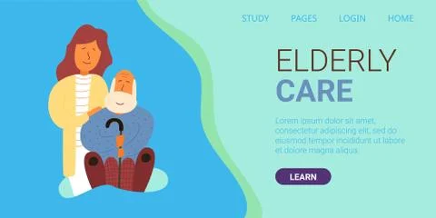 Banner written elderly care. vector illustration Stock Illustration