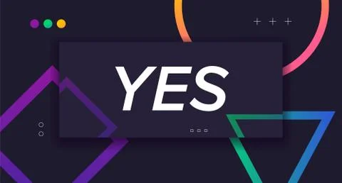 Banner Yes. Speech bubble, poster and sticker concept in memphis geometric style Stock Illustration