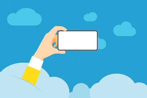 A banner with your text. A hand from the cloud. Suitable for web advertising Stock Illustration
