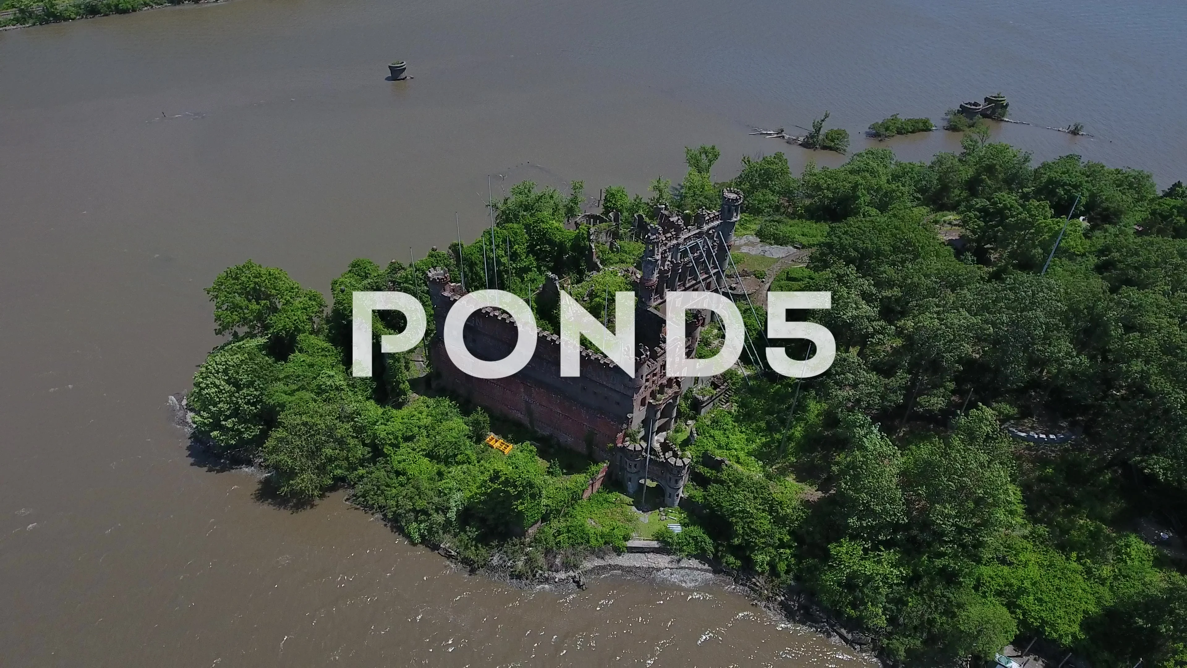 Video Bannerman Castle Pollepel Island Overhead Fly Back Long