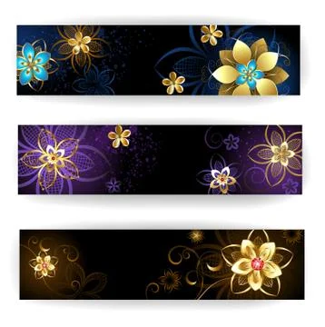 Banners with abstract flowers イラスト素材