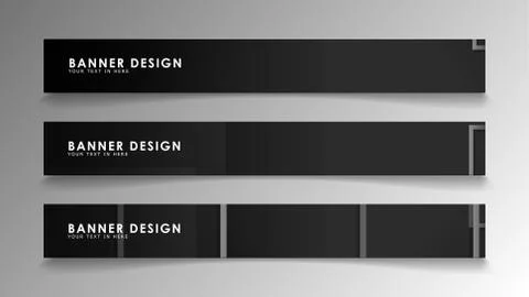 Banners of abstract geometric and rectangular patterns with black and white g Illustrazione stock