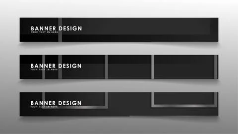 Banners of abstract geometric and rectangular patterns with black and white g Illustrazione stock