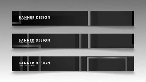 Banners of abstract geometric and rectangular patterns with black and white g 스톡 일러스트