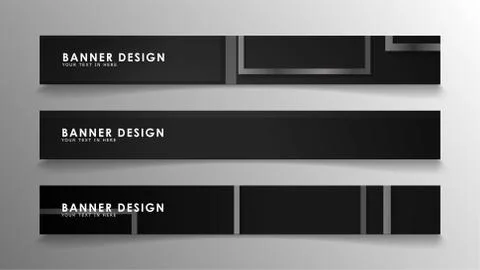 Banners of abstract geometric and rectangular patterns with black and white g 스톡 일러스트