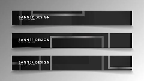 Banners of abstract geometric and rectangular patterns with black and white g Illustrazione stock