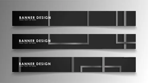 Banners of abstract geometric and rectangular patterns with black and white g 스톡 일러스트