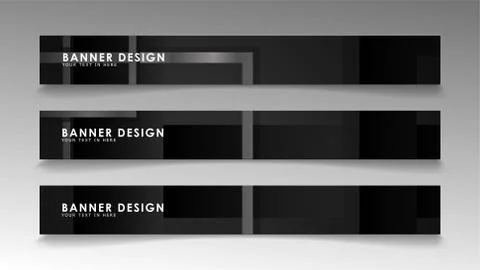 Banners of abstract geometric and rectangular patterns with black and white g Illustrazione stock