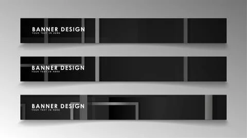 Banners of abstract geometric and rectangular patterns with black and white g Illustrazione stock