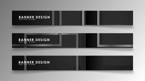 Banners of abstract geometric and rectangular patterns with black and white g 스톡 일러스트