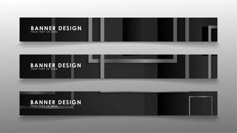 Banners of abstract geometric and rectangular patterns with black and white g 스톡 일러스트