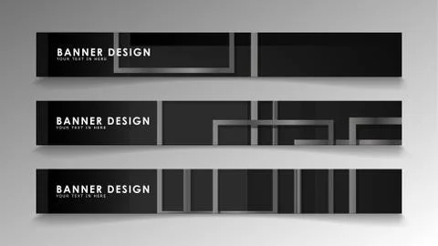 Banners of abstract geometric and rectangular patterns with black and white g 스톡 일러스트
