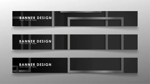 Banners of abstract geometric and rectangular patterns with black and white g 스톡 일러스트