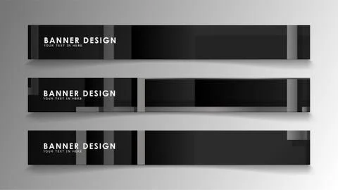 Banners of abstract geometric and rectangular patterns with black and white g 스톡 일러스트