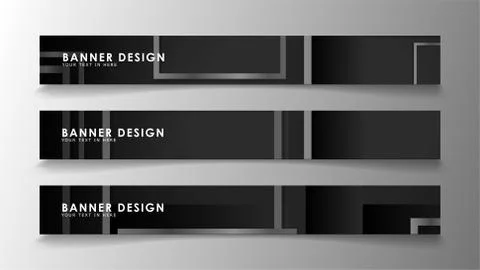 Banners of abstract geometric and rectangular patterns with black and white g 스톡 일러스트