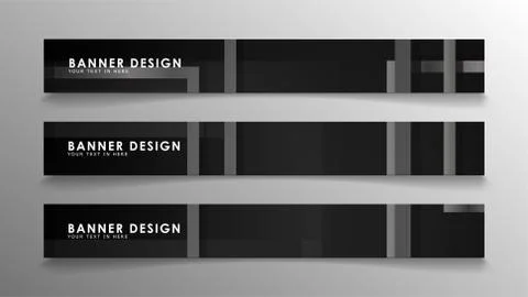 Banners of abstract geometric and rectangular patterns with black and white g 스톡 일러스트