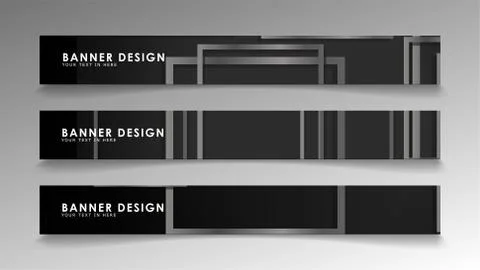 Banners of abstract geometric and rectangular patterns with black and white g Illustrazione stock