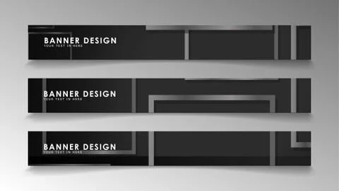 Banners of abstract geometric and rectangular patterns with black and white g 스톡 일러스트