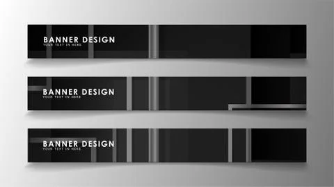 Banners of abstract geometric and rectangular patterns with black and white g Illustrazione stock