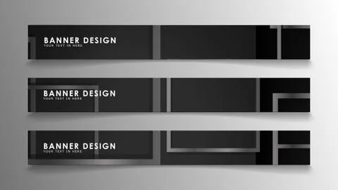 Banners of abstract geometric and rectangular patterns with black and white g 스톡 일러스트