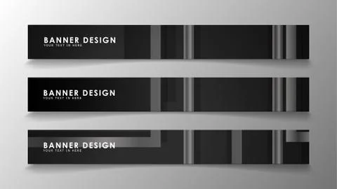 Banners of abstract geometric and rectangular patterns with black and white g 스톡 일러스트