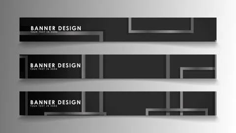 Banners of abstract geometric and rectangular patterns with black and white g 스톡 일러스트