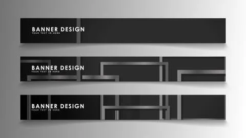 Banners of abstract geometric and rectangular patterns with black and white g Illustrazione stock