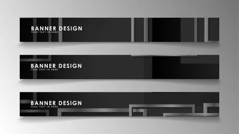 Banners of abstract geometric and rectangular patterns with black and white g 스톡 일러스트