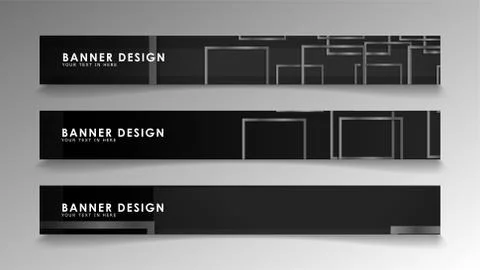 Banners of abstract geometric and rectangular patterns with black and white g 스톡 일러스트
