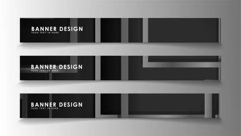 Banners of abstract geometric and rectangular patterns with black and white g 스톡 일러스트