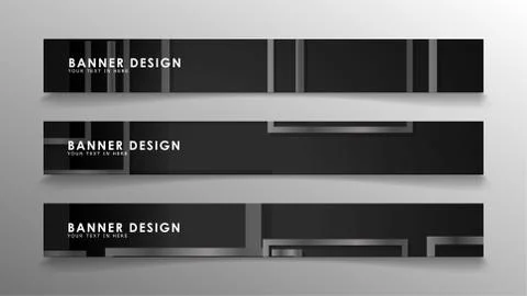 Banners of abstract geometric and rectangular patterns with black and white g 스톡 일러스트