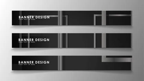 Banners of abstract geometric and rectangular patterns with black and white g 스톡 일러스트