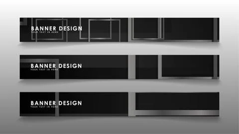 Banners of abstract geometric and rectangular patterns with black and white g 스톡 일러스트