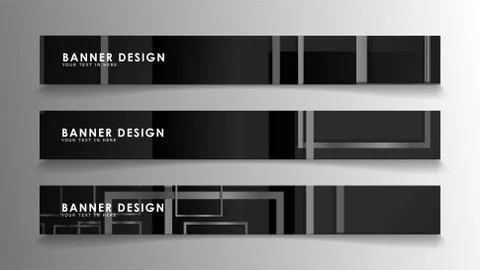 Banners of abstract geometric and rectangular patterns with black and white g 스톡 일러스트