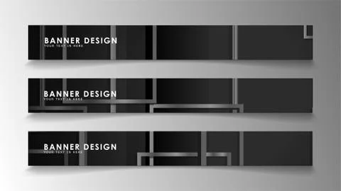 Banners of abstract geometric and rectangular patterns with black and white g 스톡 일러스트