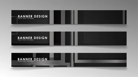 Banners of abstract geometric and rectangular patterns with black and white g Illustrazione stock