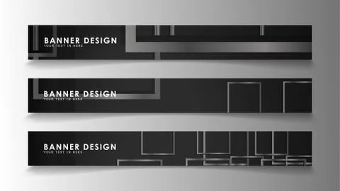 Banners of abstract geometric and rectangular patterns with black and white g 스톡 일러스트