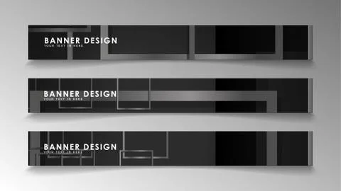 Banners of abstract geometric and rectangular patterns with black and white g Illustrazione stock