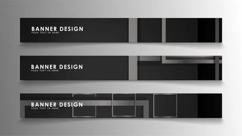 Banners of abstract geometric and rectangular patterns with black and white g 스톡 일러스트