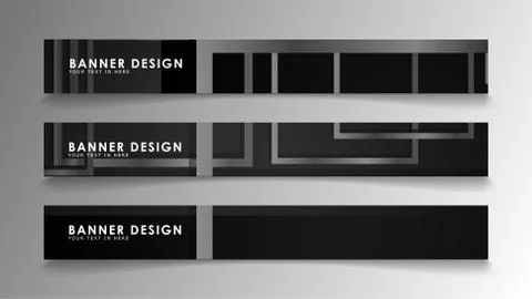 Banners of abstract geometric and rectangular patterns with black and white g 스톡 일러스트