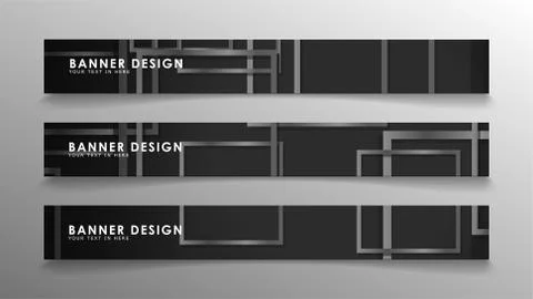 Banners of abstract geometric and rectangular patterns with black and white g 스톡 일러스트