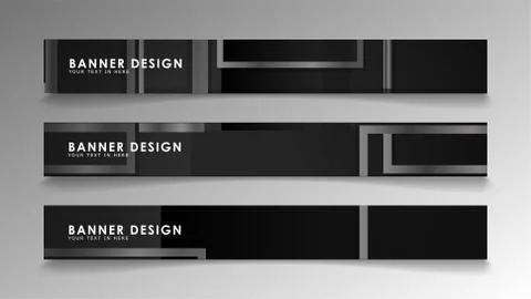 Banners of abstract geometric and rectangular patterns with black and white g 스톡 일러스트