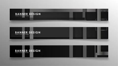 Banners of abstract geometric and rectangular patterns with black and white g 스톡 일러스트