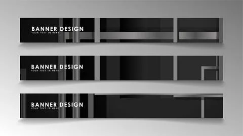 Banners of abstract geometric and rectangular patterns with black and white g 스톡 일러스트