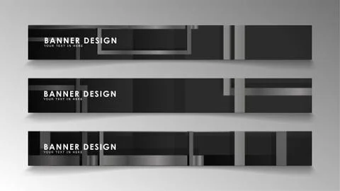 Banners of abstract geometric and rectangular patterns with black and white g Illustrazione stock