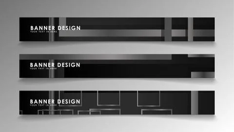 Banners of abstract geometric and rectangular patterns with black and white g 스톡 일러스트