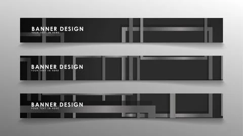 Banners of abstract geometric and rectangular patterns with black and white g 스톡 일러스트